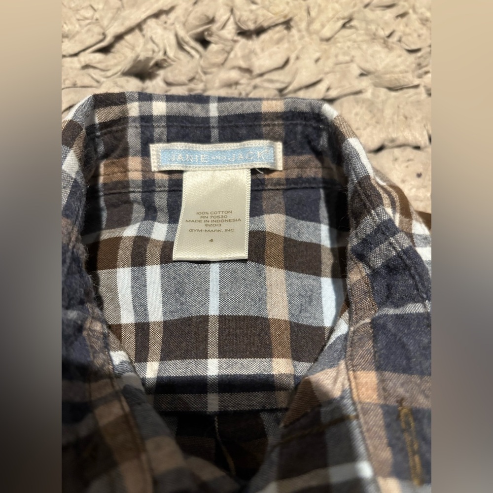 Janie and Jack Plaid Button-Up Flannel Shirt - Picture 2 of 6